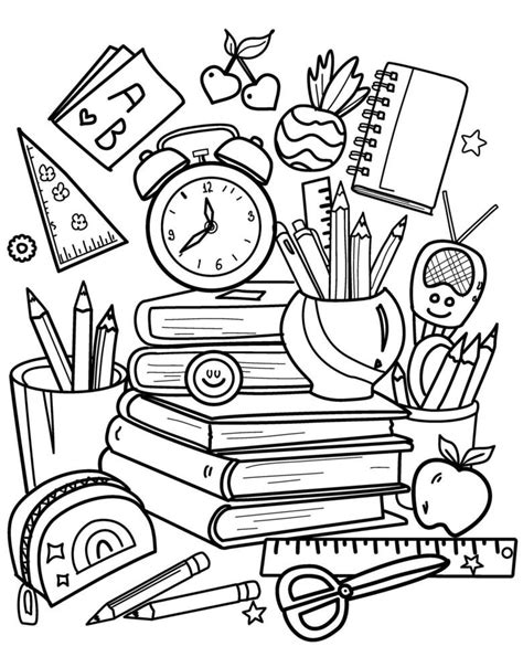 Kids Coloring Pages School Stationery 的图像结果