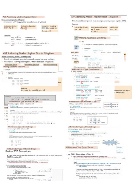 AVR Cheat Sheets | PDF | Computer Architecture | Computing