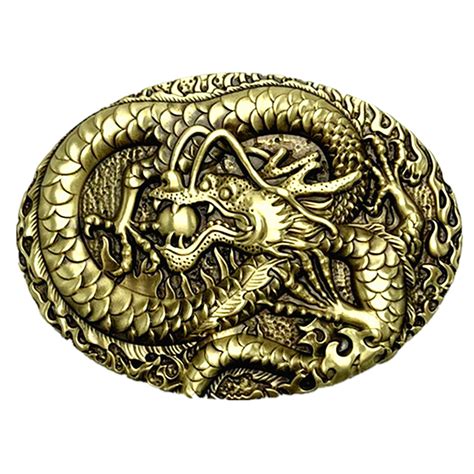 Chinese Dragon Solid Brass Mens Belt Buckle Western Cowboy Vintage ...
