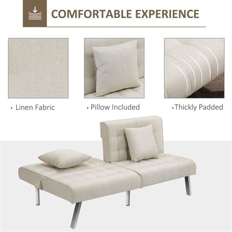 Buy HOMCOM 2-Seater Convertible Sofa Bed with 7 Adjustable Angled ...