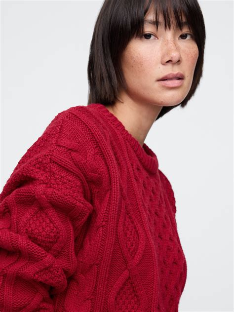 Oversized Mixed Cable-Knit Sweater | Gap