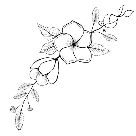 Free Vector line art and hand drawing flower art black and white flat ...