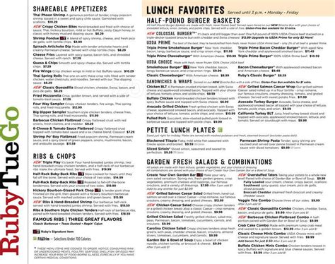 Image result for Ruby Tuesday Full Menu