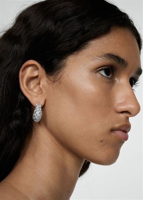 Rhinestone hoop earrings - Women | MANGO USA