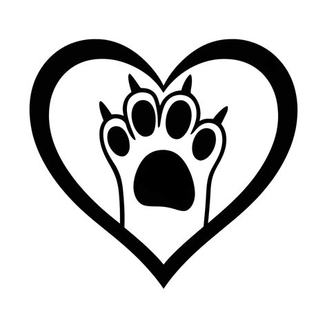 cat paw with black pads inside heart symbol 44449022 PNG