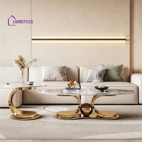 Buy Radiant Double Bool Composite Marble Coffee Table Set Online In ...