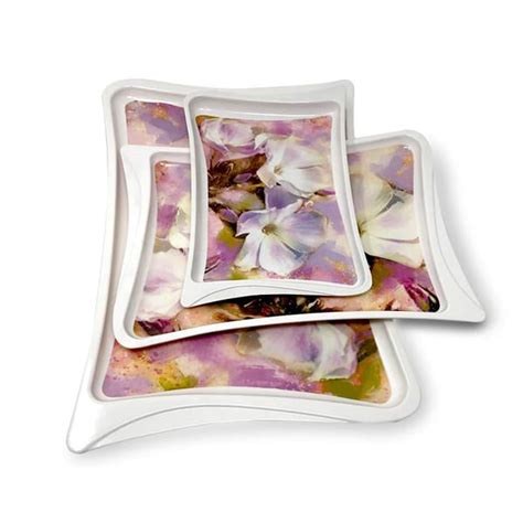 Crystal by SND Homes Melamine Serving Tray, Set of 3 (Small, Medium and ...