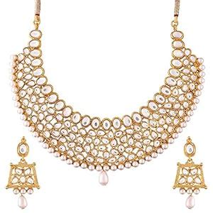 Peora Traditional Kundan & Pearl Necklace Set for Women Wedding ...