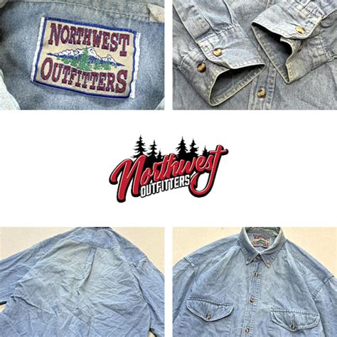 1点物 NORTHWEST雰囲気系ボタンダウン長袖デニムシャツ古着メンズXLレディースOKアメカジブランド90sストリートUSジーンズブランド ...