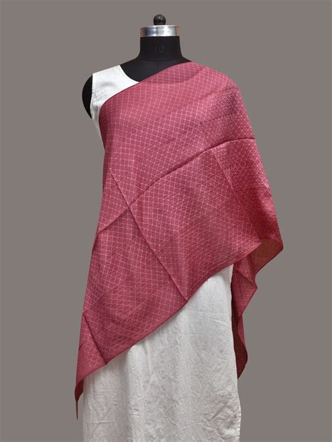 Burgundy Shibori Sico Stole with Checks Design ds3604 – Uppada