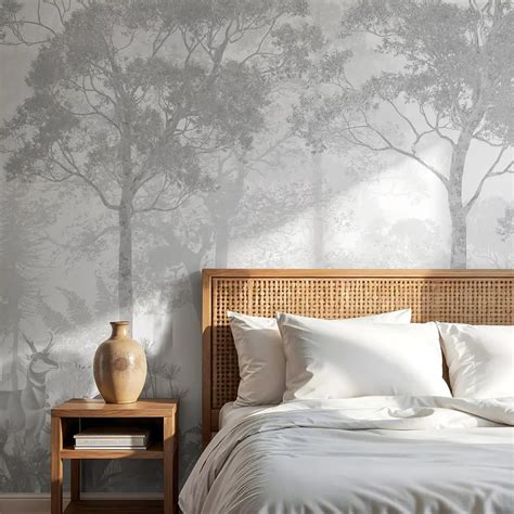 Papier peint à thème forêt vintage, style grisaille | Vie et couleurs ...
