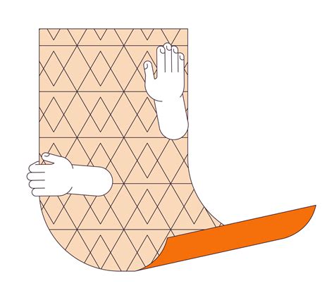 Hands applying wallpaper linear cartoon character hands illustration ...