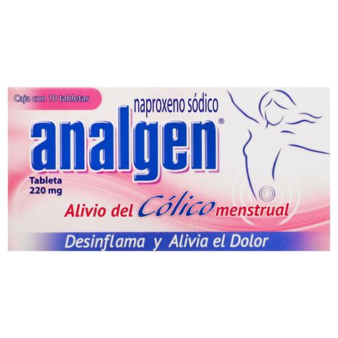 Analgen Cólico Menstrual 220mg, 10 Tabletas | Farmacia Soriana
