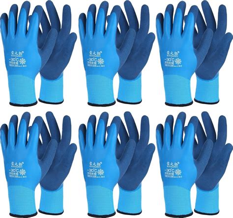 Joottuan 6 Pairs Waterproof Winter Work Gloves for Men and Women ...