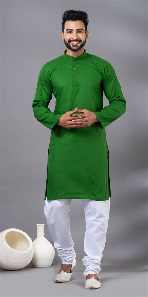 Green Plain Cotton Men's Kurta – Parinita Sarees and Fashion