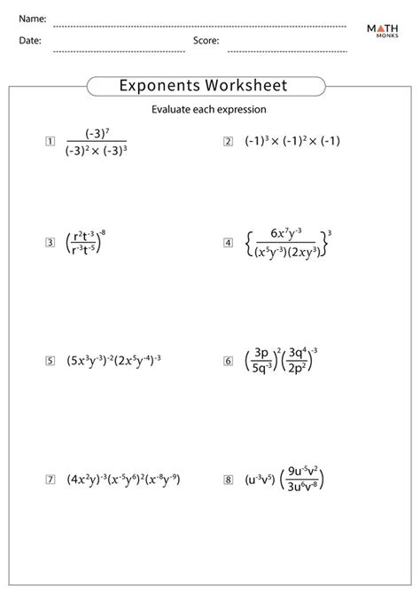 Image result for Exponents Worksheets with Answer Key