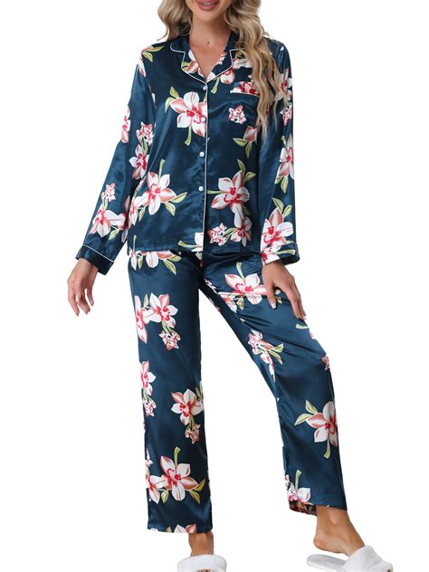 Bargains women's Satin Floral Pajama Set - Sleepwear for Women ...