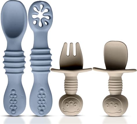 Amazon.com: HippoBaby 4pc Silicone Baby Spoons Self Feeding Baby ...