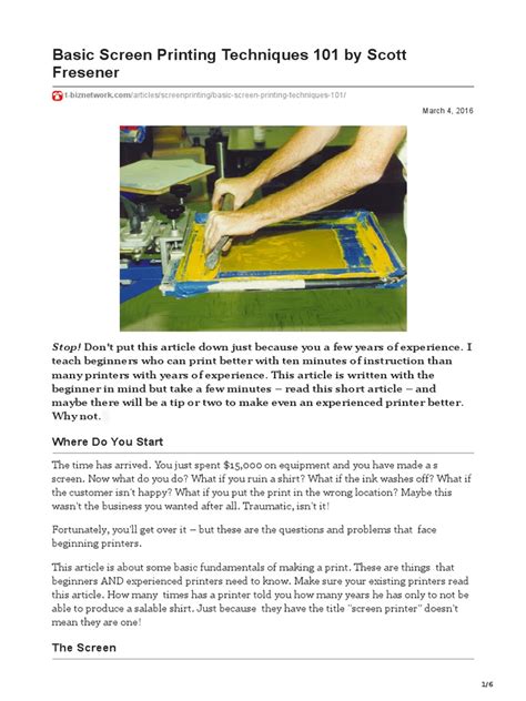 A Comprehensive Guide to Basic Screen Printing Techniques for Beginners ...