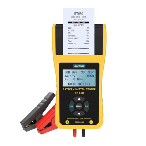 AUTOOL BT660 12V/24V Battery Load Tester Analyzer with Printer for ...