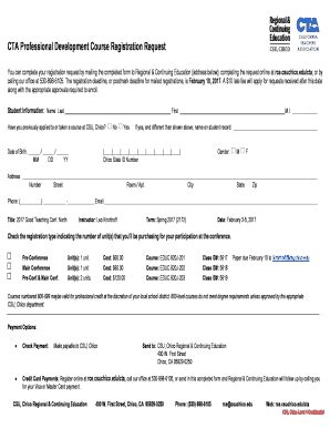 Fillable Online rce csuchico CTA Professional Development Course ...