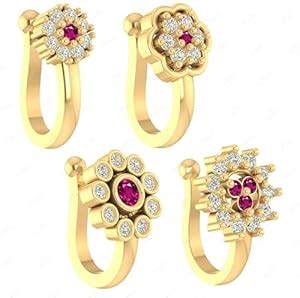 Buy VAMA FASHIONS Trendy Pressing Clip on Non-Piercing White Stone ...