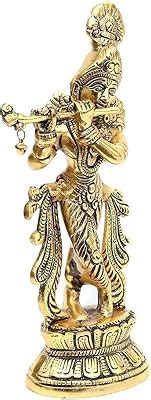 Buy KridayKraft Lord Krishna Metal Statue,Krishna Murti Playing Flute ...