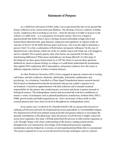 Image result for Graduate Statement of Purpose Examples