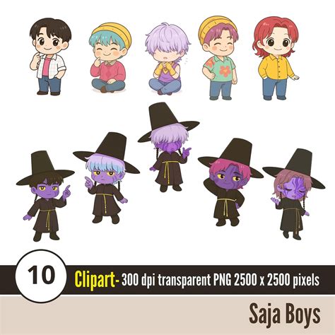 Kpop Demon Hunters SAJA BOYS 10 Pack | Cute Chibi Pack - 10 Pieces ...