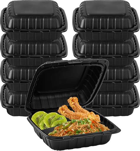 Amazon.com: 8" X 8" 3-Compartment To Go Food Take Out Containers Boxes ...