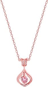 GIVA 925 Silver Rose Gold Heart's Delight Necklace for Womens and Girls ...