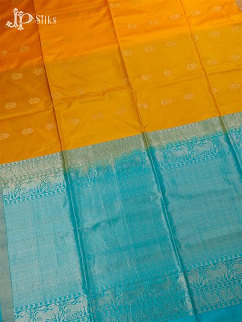 Yellow And Blue Soft Silk Saree - C1153 – JP Silks