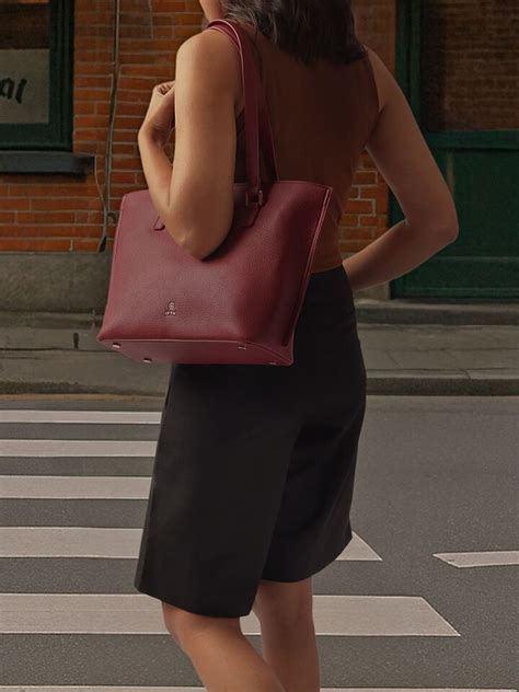 Jackie Dark Cherry Tote Bag by IRTH | House Of Titan