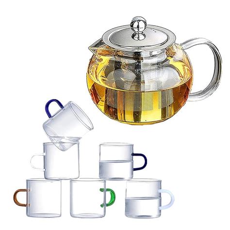 Buy Glass Teapot with Removable Infuser, Stovetop Safe Kettle,Glass ...