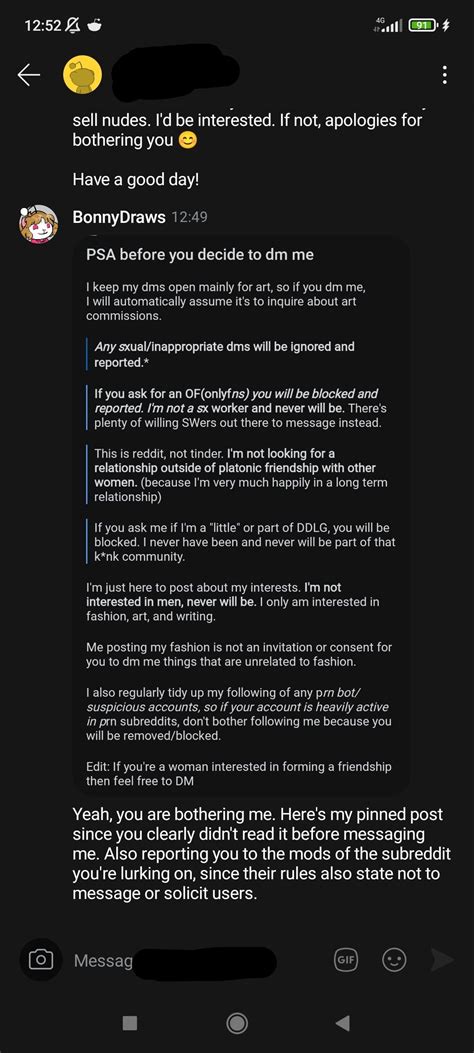If he didn't wish to bother me then he wouldn't have asked if I sell nudes : r/creepyPMs