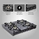 Glen 4 Burner Glass Gas Stove with Forged Brass Burner Auto Ignition ...