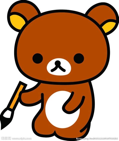 写毛笔的轻松小熊设计图__动漫人物_动漫动画_设计图库_昵图网nipic.com