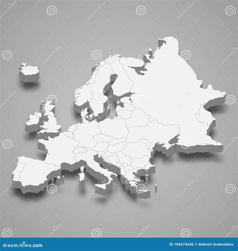 3d Map of Europe Template for Your Design Stock Illustration - Illustration of review, political ...