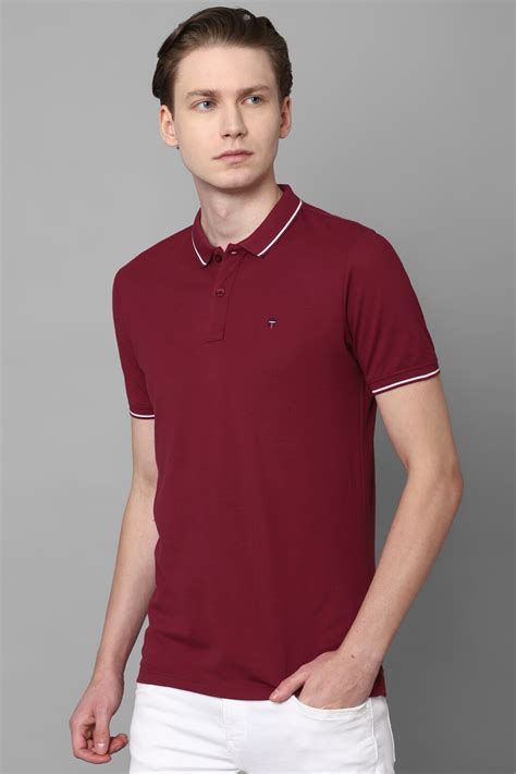 Buy Men Maroon Solid Polo Neck T-shirt Online - 894113 | Louis Philippe