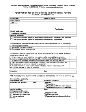Fillable Online fernsmedical co Application form for access The ...