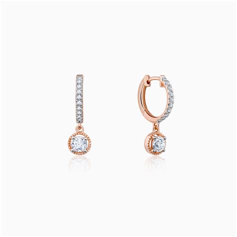 Rose Gold Glittering Drop Lab Grown Diamond Earrings – Heer by GIVA