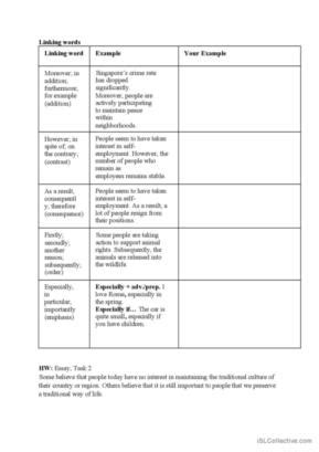 Image result for Writing Task Use of Linking Wors