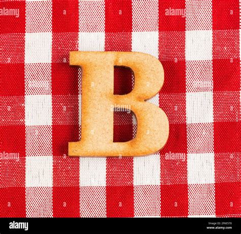 Letter B of the alphabet - Red checkered fabric tablecloth Stock Photo ...