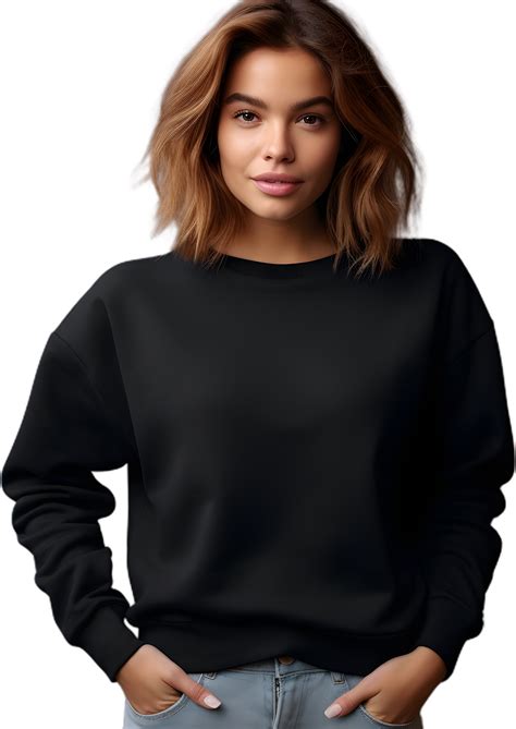 woman wearing black sweatshirt and jeans 46497295 PNG