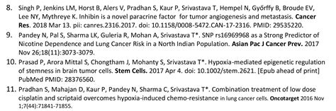 Department of Genetics – Cancer Biology Group - Prof. Tapasya Srivastava