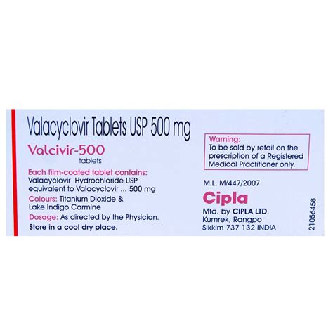 Valcivir-500 Tablet | Uses, Side Effects, Price | Apollo Pharmacy