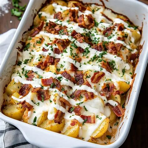 Chicken Bacon Ranch Roasted Potato Bake | Easy Casserole 1