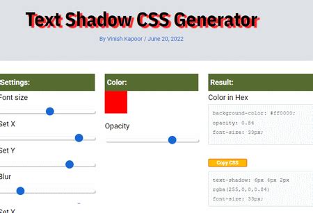 Image result for Text-Shadow CSS Generator