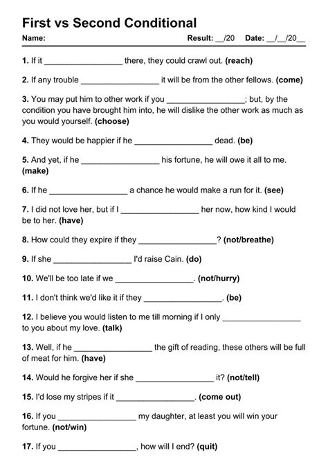 Image result for First and Second Conditional Exercises PDF