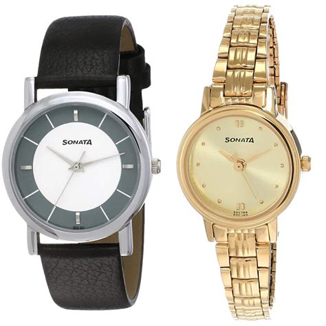 Sonata Analog Couple's Small Dial Watch - NJ7987SL01W,8096YM02C ...